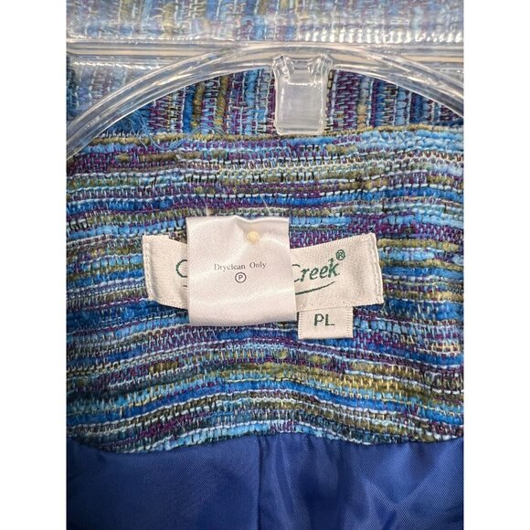 Coldwater Creek Blazer Jacket Women's Size PL Blue Striped Tweed Texture - Picture 11 of 11